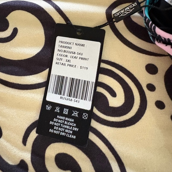 nwt-Ocean Blues 3Xl Plus Size Bandeau Tankini Boy short  Loose-Fitting Swimsuit - Picture 5 of 6